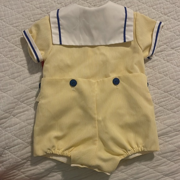 Vintage Bryan Baby Sailor Outfit Yellow Collared Shorts Unsized - Picture 2 of 3